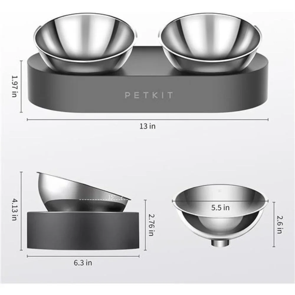 Raised Dog Cat Food Bowl 304 Stainless Steel, Elevated Pet Food and Water Bowl